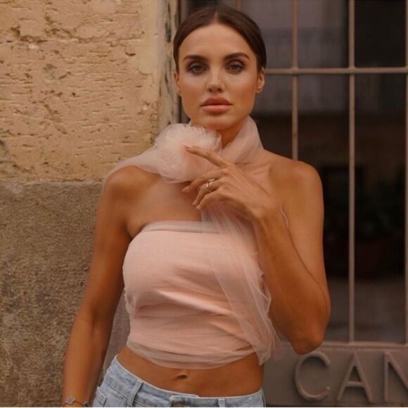 Mango knit tulle floral top NWT - Picture 4 of 8